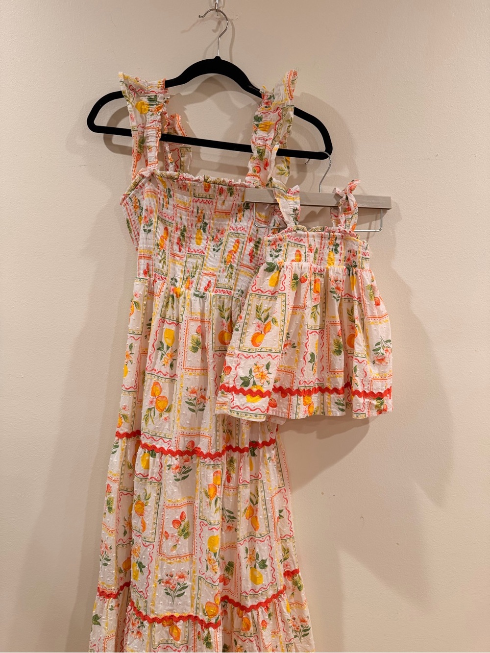 Mommy & Me Tiered Lemon Print Maxi Dress with Matching Baby Dress
